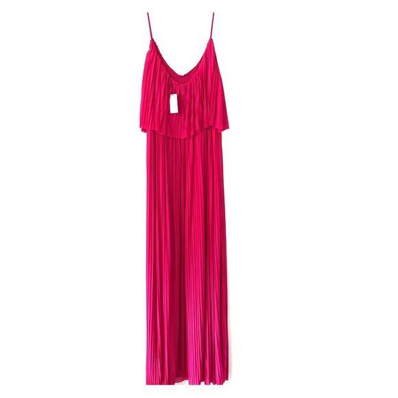 mango pink pleated dress